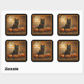 Happy Halloween Black Cat Collection Quadratischer Aufkleber (Blatt)
