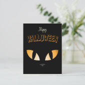 Happy Halloween Black Cat Eyes Postkarte (Stehend Vorderseite)