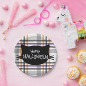 Happy Halloween Black Cat Face Silhouette Pappteller (Party)