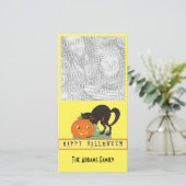 Happy Halloween Black Cat Feiertagskarte (Stehend Vorderseite)