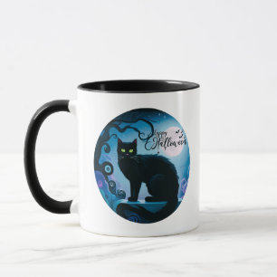 Happy Halloween Black Cat Full Moon Halloween Tass Tasse