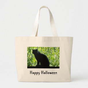 Happy Halloween Black Cat Jumbo Stoffbeutel
