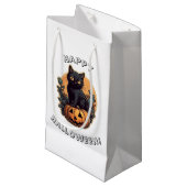 Happy Halloween Black Cat Kleine Geschenktüte (Vorderseite Schrägansicht)