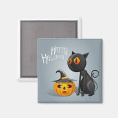 Happy Halloween Black Cat Magnet (Vorderseite/Rückseite)
