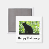 Happy Halloween Black Cat Magnet (Vorderseite/Rückseite)