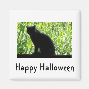 Happy Halloween Black Cat Magnet