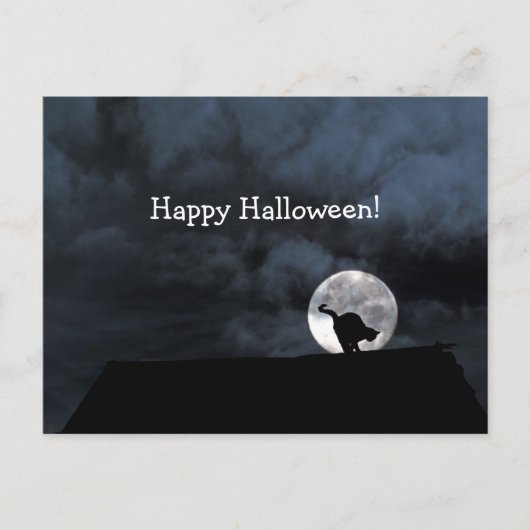 Happy Halloween Black Cat Postcard Postkarte (Vorderseite)