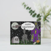 Happy Halloween Black Cat Postkarte (Stehend Vorderseite)
