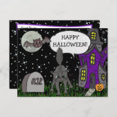 Happy Halloween Black Cat Postkarte (Vorne/Hinten)