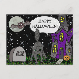 Happy Halloween Black Cat Postkarte
