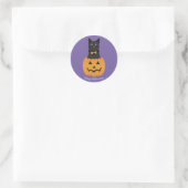 Happy Halloween Black Cat Pumpkin Runder Aufkleber (Tasche)