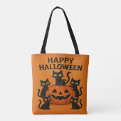 Happy Halloween Black Cat & Pumpkin Tasche (Rückseite)
