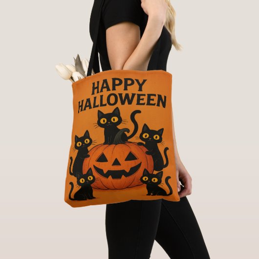 Happy Halloween Black Cat & Pumpkin Tasche (Von Nahem)