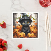 Happy Halloween Black Cat Pumpkins Serviette (Beispiel)
