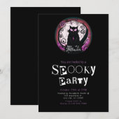 Happy Halloween Black Cat Red und Lila Halloween Einladung (Vorne/Hinten)