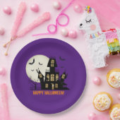 Happy Halloween Black Cat Spooky Spuk House Pappteller (Party)
