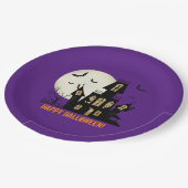 Happy Halloween Black Cat Spooky Spuk House Pappteller (Schrägansicht)