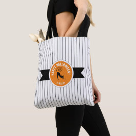 Happy Halloween Black Cat & Stripes ID686 Tasche