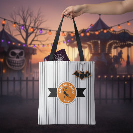 Happy Halloween Black Cat & Stripes ID686 Tasche