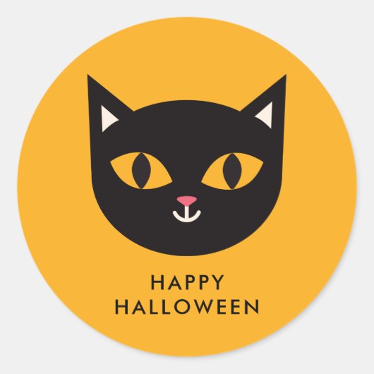 Happy Halloween Black Cat Trick oder Treat Runder Aufkleber (Vorderseite)