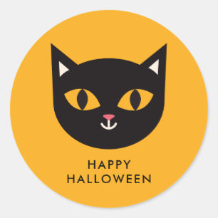 Happy Halloween Black Cat Trick oder Treat Runder Aufkleber