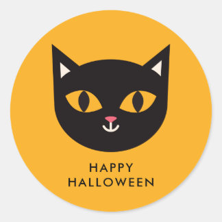 Happy Halloween Black Cat Trick oder Treat Runder Aufkleber