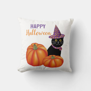 Happy Halloween Black Cat und Pumpkins Decorative Kissen