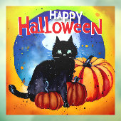 Happy Halloween Black Cat und Pumpkins Fensteraufkleber (Blatt 3)