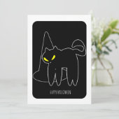 Happy Halloween Black Cat Witch Hat Card (Stehend Vorderseite)