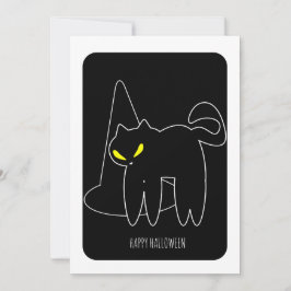 Happy Halloween Black Cat Witch Hat Card