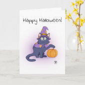 Happy Halloween | Black Cat Wizard Karte (Gelbe Blume)