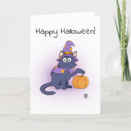 Happy Halloween | Black Cat Wizard Karte
