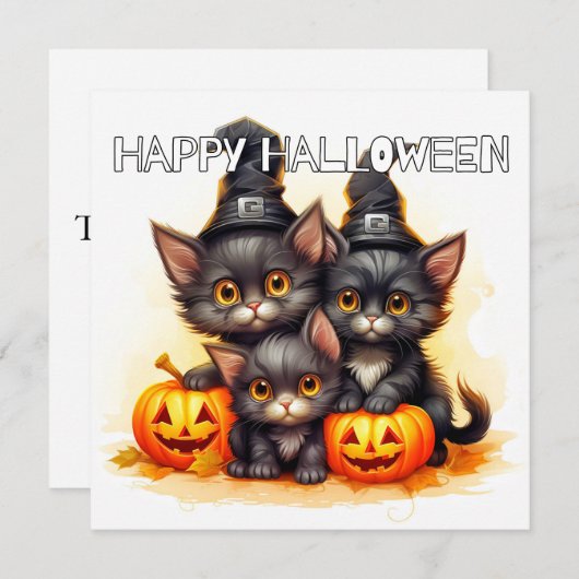 Happy Halloween Black Cats Karte (Vorne/Hinten)