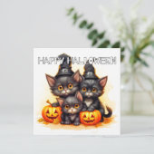 Happy Halloween Black Cats Karte (Stehend Vorderseite)
