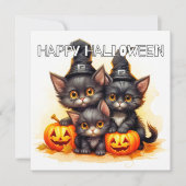 Happy Halloween Black Cats Karte (Vorderseite)