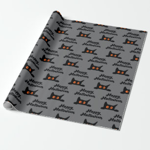 Happy Halloween Black Cats Nahtloses Wrapping Pape Geschenkpapier