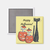 Happy Halloween Black Cats Pumpkins Magnet (Vorderseite/Rückseite)