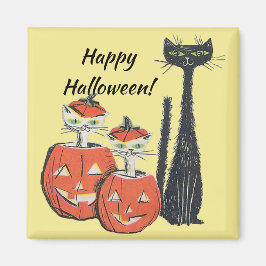 Happy Halloween Black Cats Pumpkins Magnet