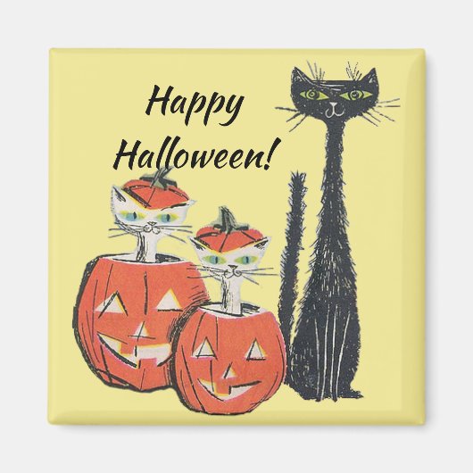 Happy Halloween Black Cats Pumpkins Magnet (Vorne)