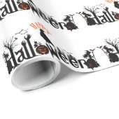 Happy Halloween Black Concept Typografy Design Geschenkpapier (Rolleneckpunkt)