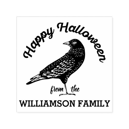 Happy Halloween Black Crow Bird Halloween Permastempel (Design)