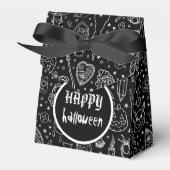 Happy Halloween Black Doodle Pattern Geschenkschachtel (Vorderseite)