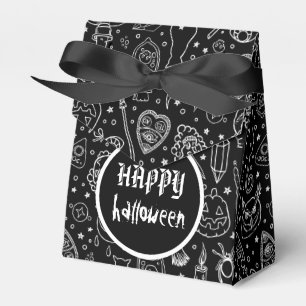 Happy Halloween Black Doodle Pattern Geschenkschachtel