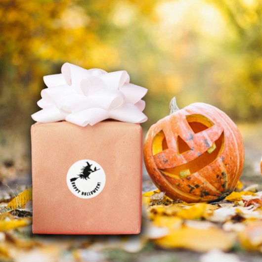 Happy halloween Black Hexe Runder Aufkleber