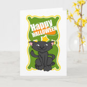 Happy Halloween Black Kitty Cat Karte (Gelbe Blume)