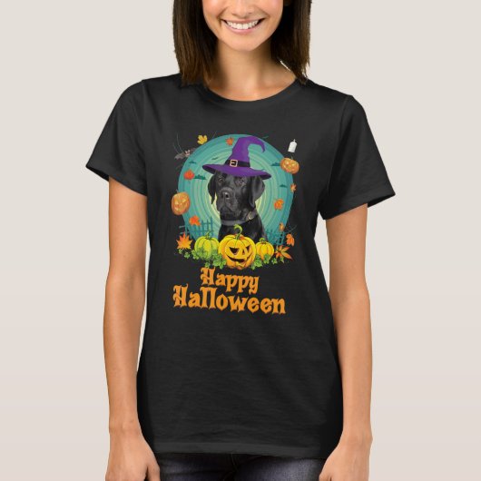 Happy Halloween Black Labrador Hund Pumpkin Hexe G T-Shirt (Vorderseite)