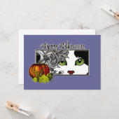 Happy Halloween Black 'n White Cat Karte (Vorderseite/Rückseite Beispiel)