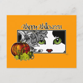 Happy Halloween Black 'n White Cat Postkarte