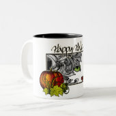Happy Halloween Black 'n White Cat Zweifarbige Tasse (Vorderseite Links)