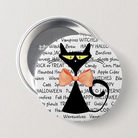 Happy Halloween Black Orange Bowtie Button (Vorne & Hinten)